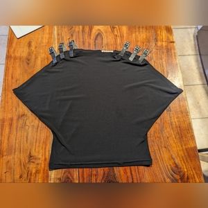 Black jersey blouse w/buckle straps